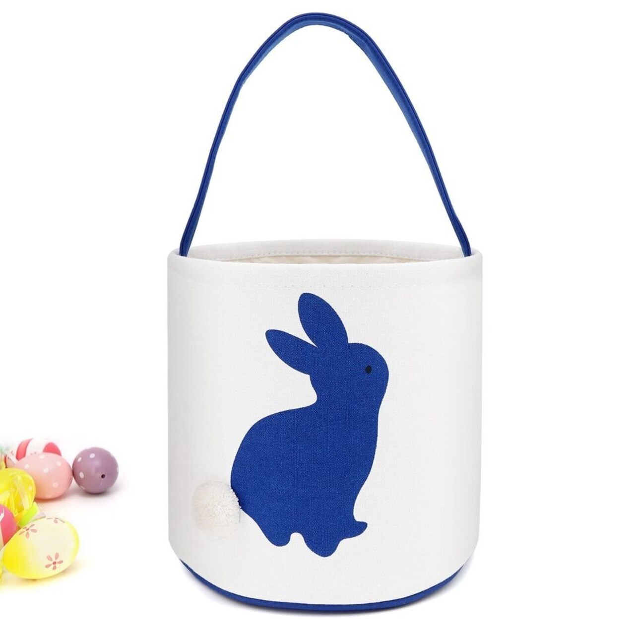 Easter Bunny Ear Bag & Basket, Dual Layer Canvas Bag for Easter Egg Hunt Basket